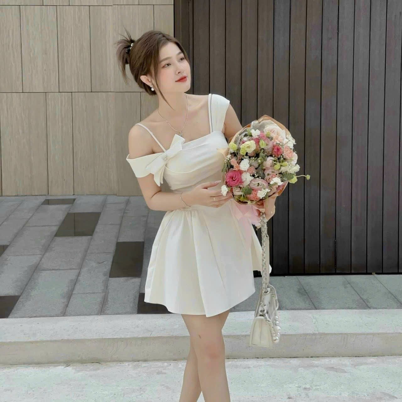 ĐẦM 2 DÂY LỆCH VAI NƠ XINH XẮN