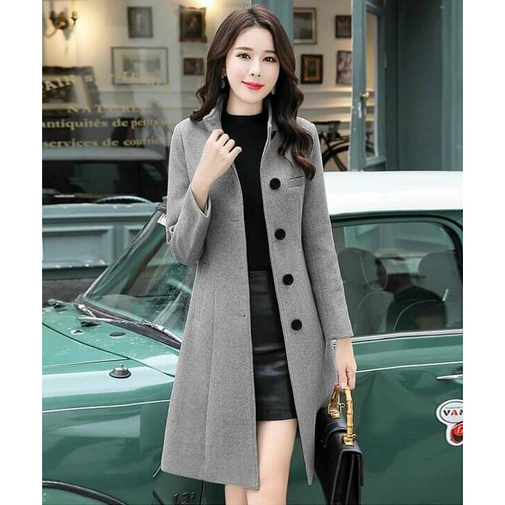 Áo khoác dạ phom dài cổ trụ cao cấp BY44733