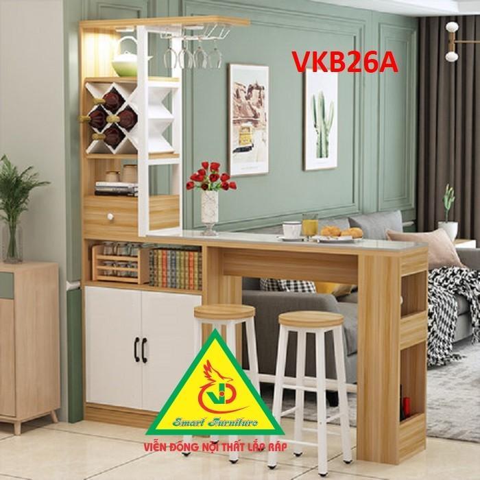 Quầy bar mini, quầy bar nhà bếp kết hợp tủ rượu VKB026A ( không kèm ghế) - Nội thất lắp ráp Viendong Adv