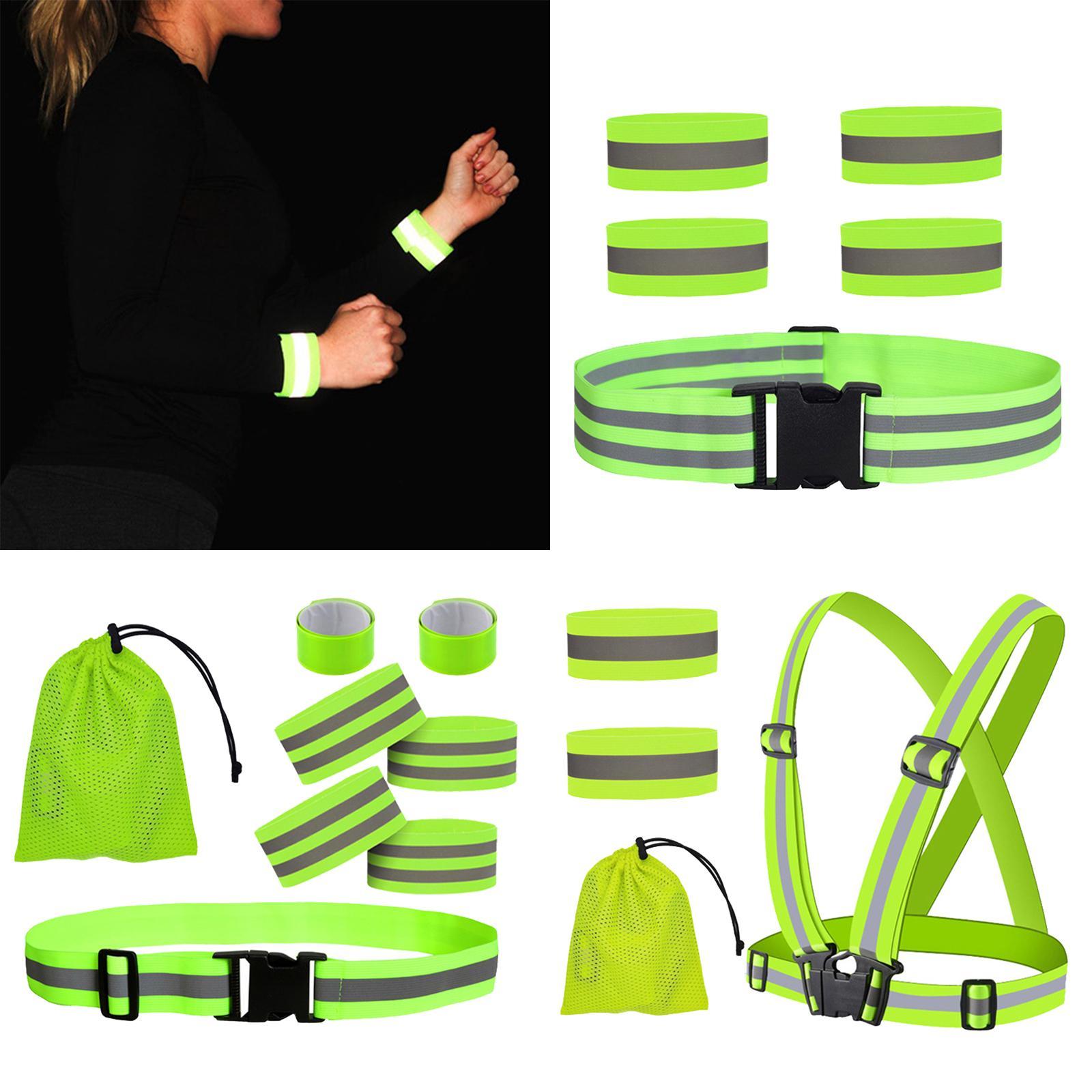 Reflective Vest Night Adults Kids Reflective Bands Cycling Reflector Green
