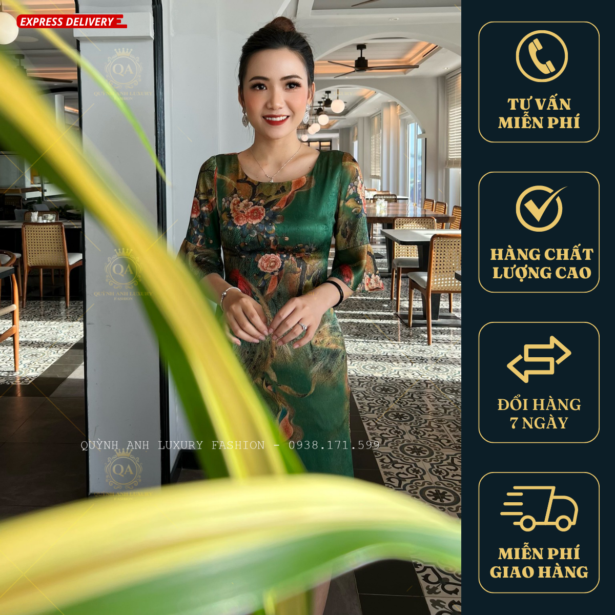 Váy Đầm Suông Hoa 3D Tone Xanh Tay Loe Cao Cấp Vera Dress