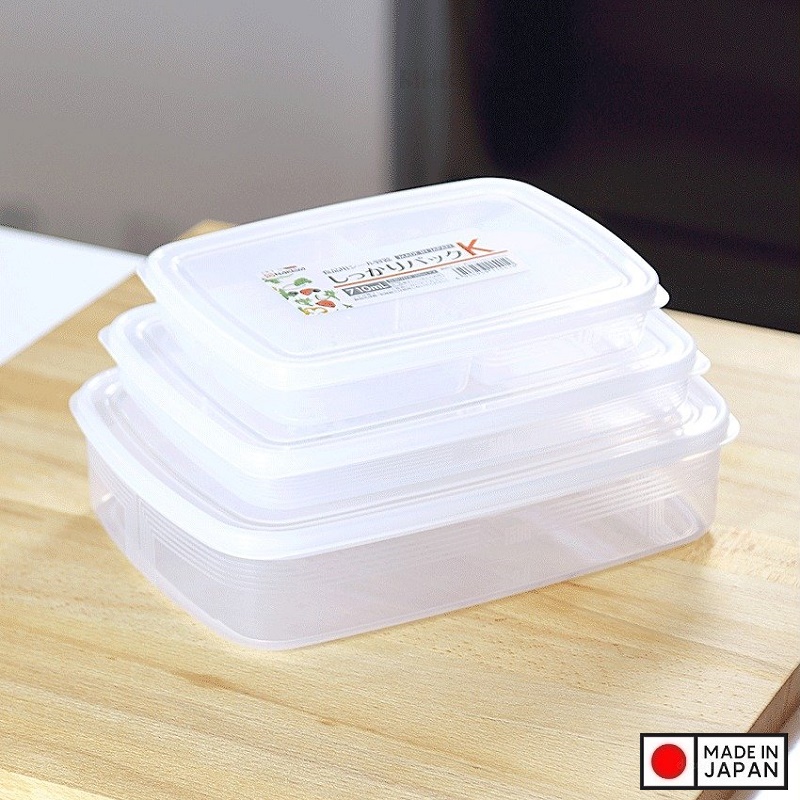 Hộp nhựa đựng thực phẩm nắp dẻo, dáng dẹt 1L Nakaya Nhật Bản