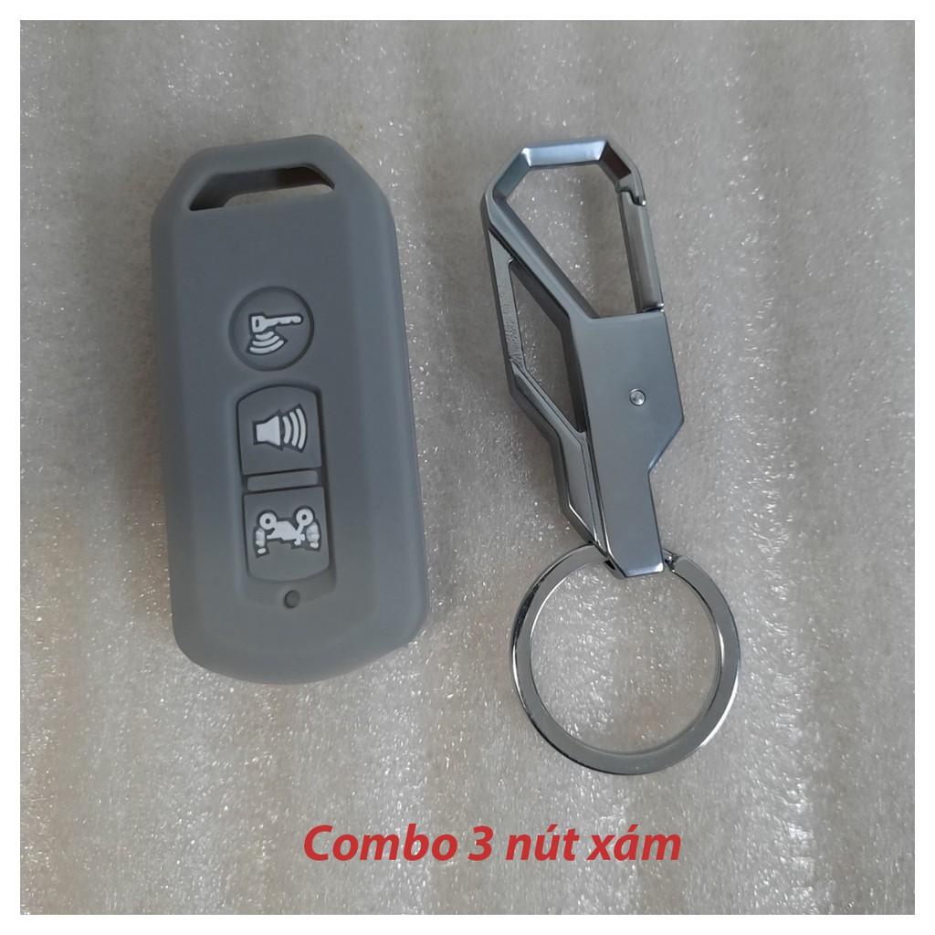 Combo Móc khóa và bọc khóa Silicon Smartkey SH, SHMode, PCX cũ 3 nút bấm đen