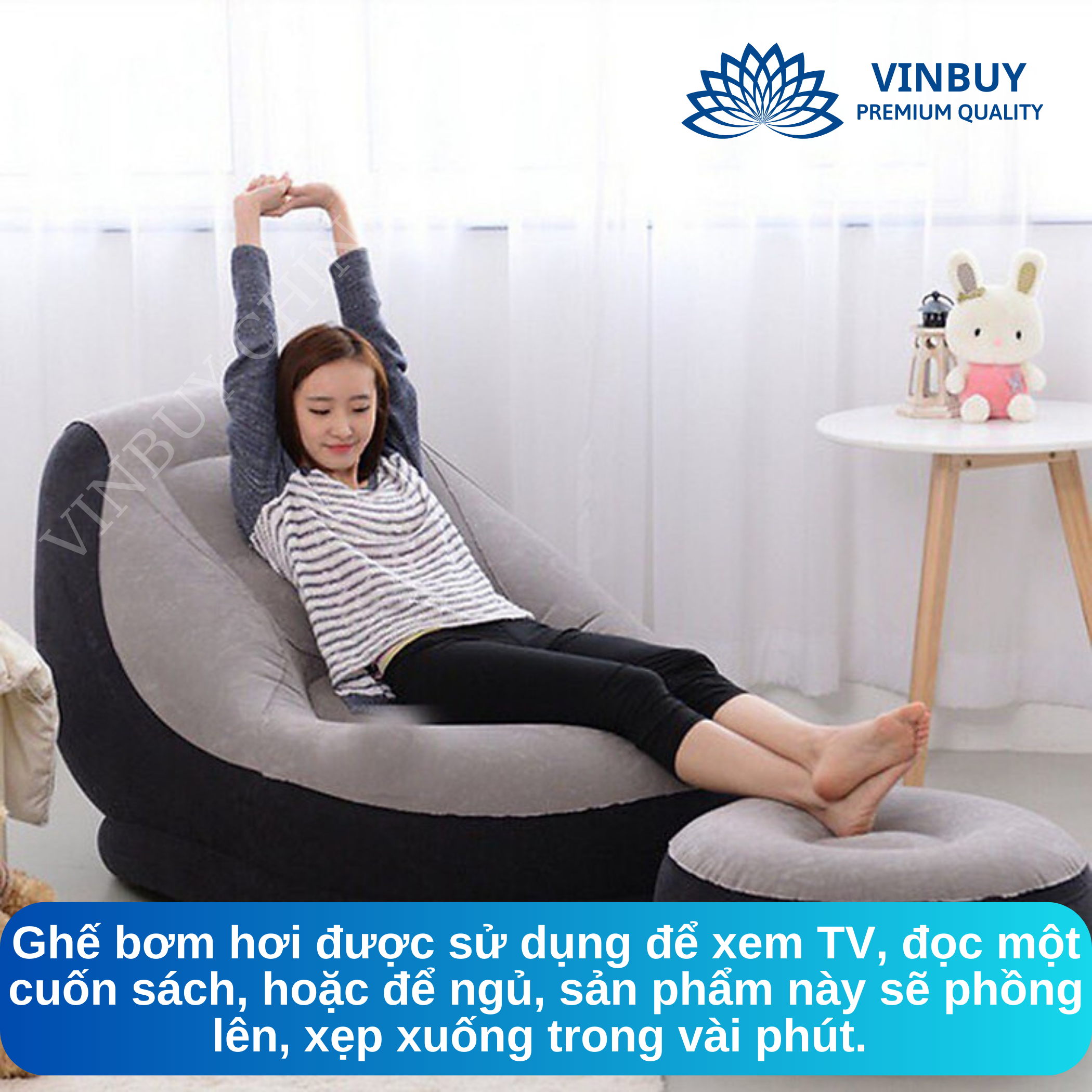 Ghế Đệm Hơi Dựa Lưng Tặng Kèm Bơm Điện 2 Chiều – Hàng Chính Hãng