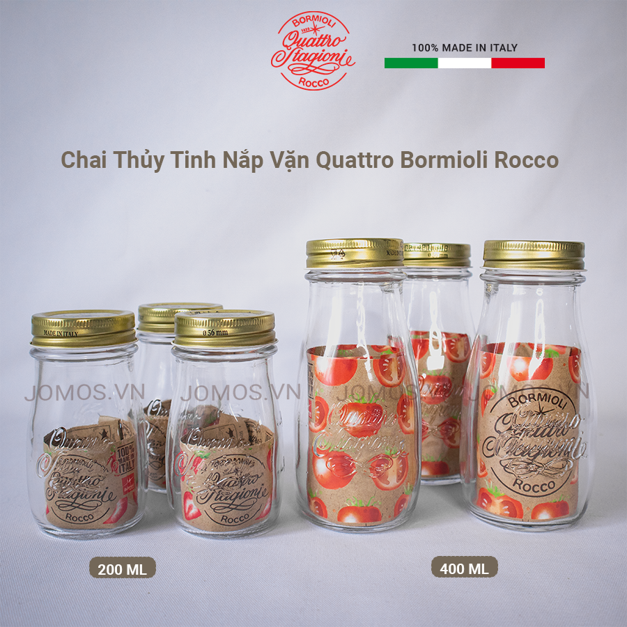 Chai Thủy Tinh Nắp Vặn Quattro Stagioni -  Bormioli Rocco Italy TT.QC Thủy Tinh Ý Không Chì TT.QC