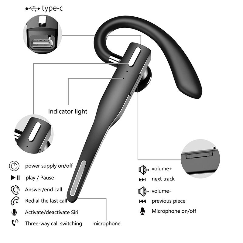 Bluetooth Mới Kinh Doanh Tai Nghe Tai Nghe Nhét Tai Không Dây Đơn Tay Nghe Dành Cho Lái Xe HD Gọi Tai Nghe Micro Kinh Doanh Tai Nghe