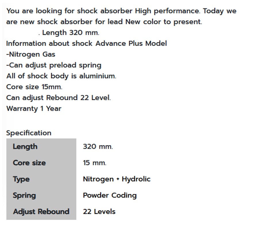 Phuộc Sau OKD Advance Plus Honda Lead 125 (chính hãng)