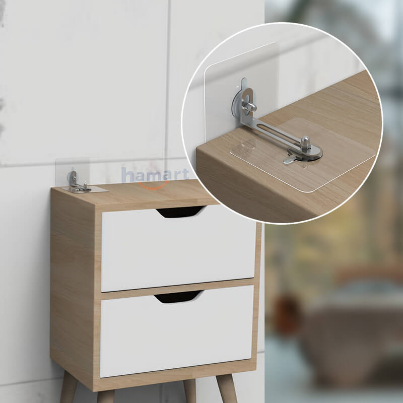 SET Đinh Vít Dán Tường Kèm Chốt INOX Cố Định Tủ Gỗ Khoá Chống Đổ Kệ Sách TV Siêu Dính Hamart