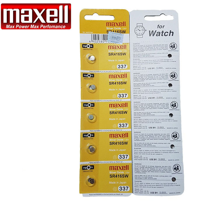 Pin đồng hồ chính hãng Maxell 337 / SR416SW / V337 dành cho đồng hồ, tai nghe, thiết bị điện tử