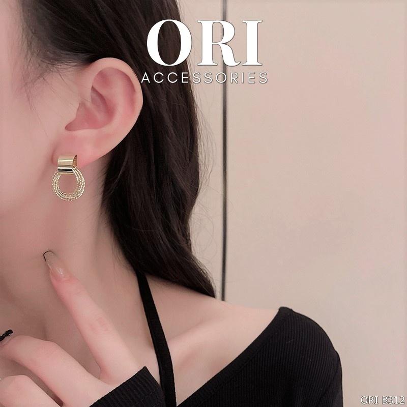 Bông tai nữ dáng nhỏ Gold CIrcles độc đáo sang trọng ORI ACCESSORIES B312