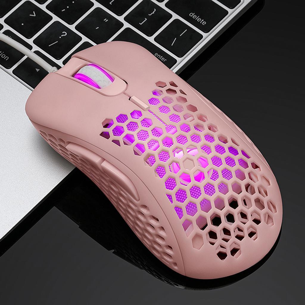 Wired Game Mouse Hollow Hole Honeycomb Lightweight Computer MICE Pink