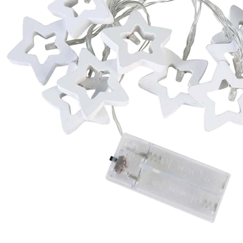 Đèn trang trí Giáng sinh Ngôi sao bằng gỗ 10 đèn LED Quà tặng Đèn dây Xmas