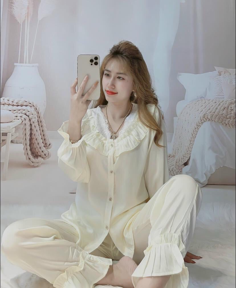 Bộ Mặc Nhà Pyjama Tiểu Thư Mẫu Mới Tay Dài Quần Dài