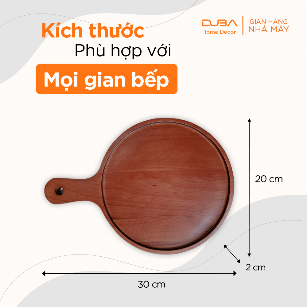 Khay gỗ tròn, thớt có tay cầm, khay gỗ lớn đựng đồ ăn màu óc chó hàng Master Chef - đạt tiêu chuẩn xuất Mỹ