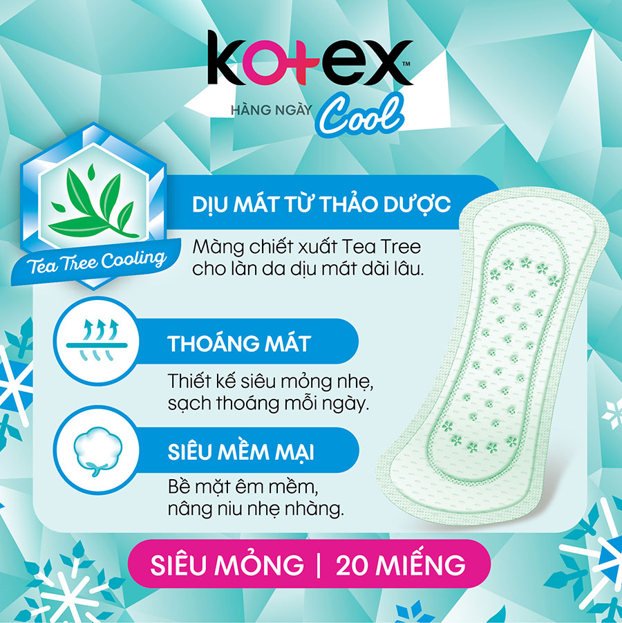 Băng Vệ Sinh Kotex Hằng Ngày Cool 20 miếng