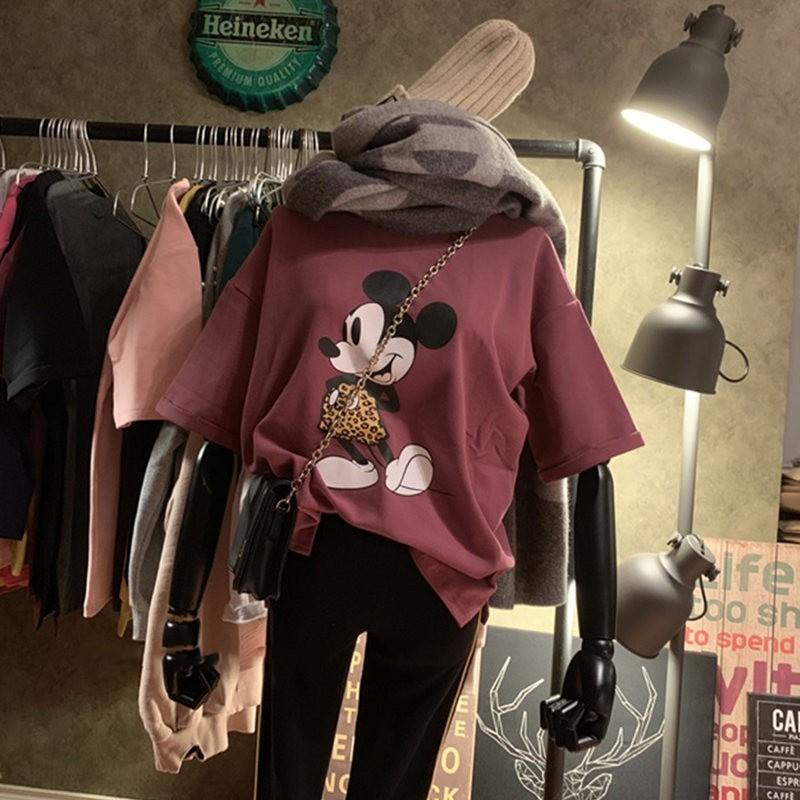 Áo Thun Tay Ngắn Dáng Rộng In Hình Hoạt Hình