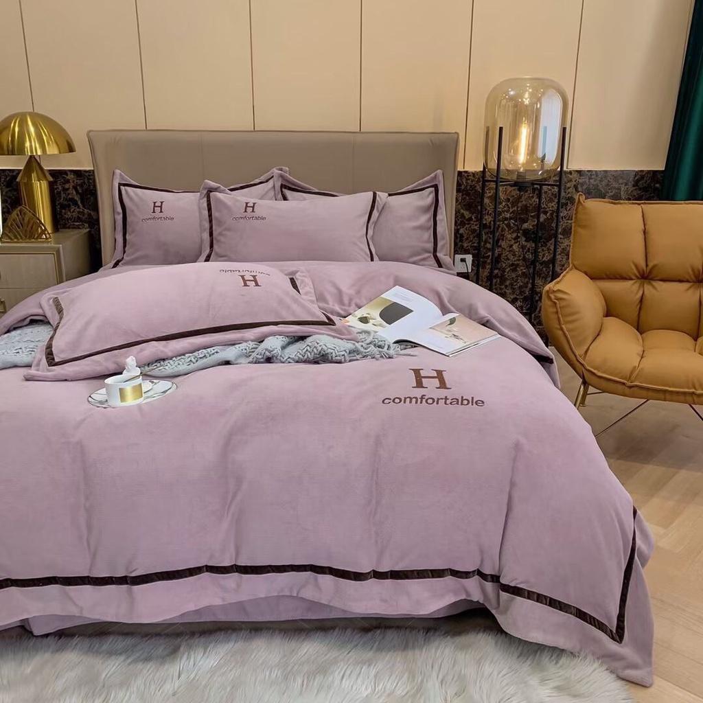 Bộ ga gối vỏ chăn nỉ chữ H 4 món