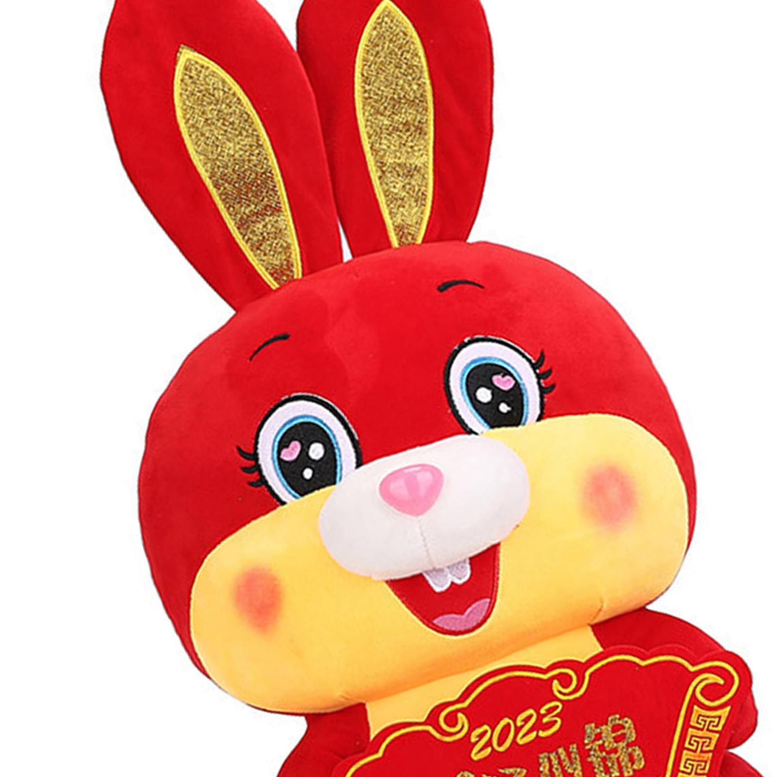 Chinese New Year Plush Toys Bunny Cute Figurine Ornament for New Year Gift Holiday