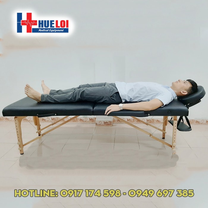 Giường Spa Gấp Gọn Chân Gỗ - Giường Massage Xoa Bóp Bấm Huyệt