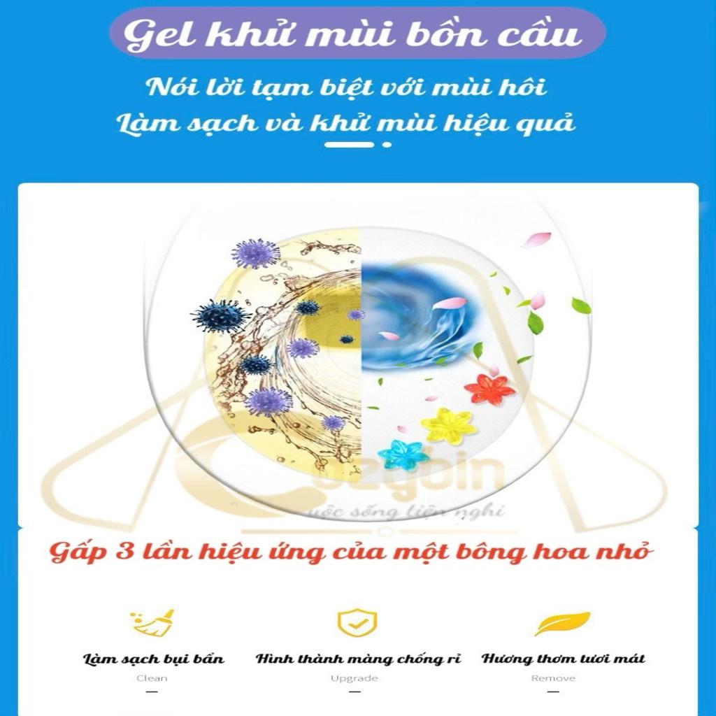 Gel thơm khử trùng bồn cầu, gel khử mùi bồn cầu dạng thạch hình bông hoa với 6 mùi thơm cho toilet