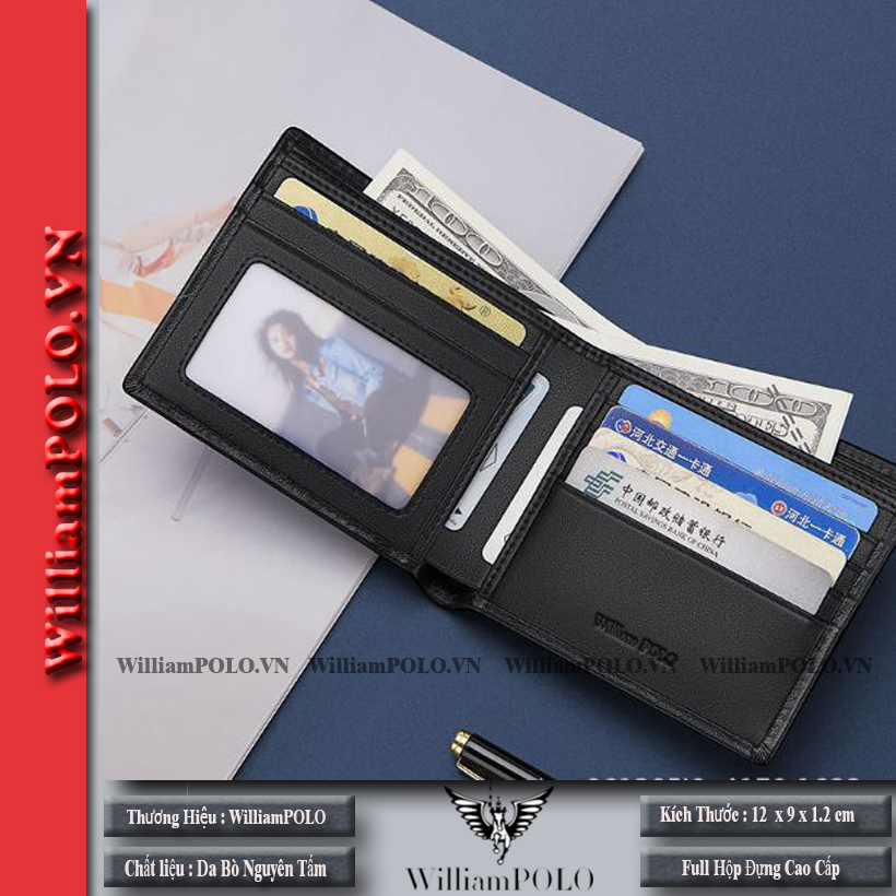 Ví da nam . ví nam cao cấp Full hộp WilliamPOLO - V26