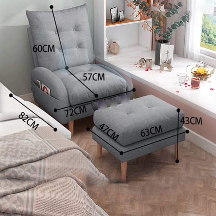 Ghế Sofa Thư giãn kèm đôn tiện lợi đa năng - Ghế Thư giãn Bọc Vải nỉ êm ái Cao cấp Bền đẹp GNK013