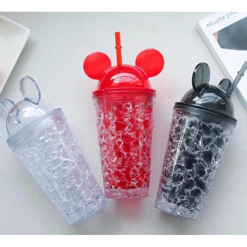 CỐC NƯỚC MICKEY MÀU LOANG SANG TRỌNG KÈM ỐNG HÚT
