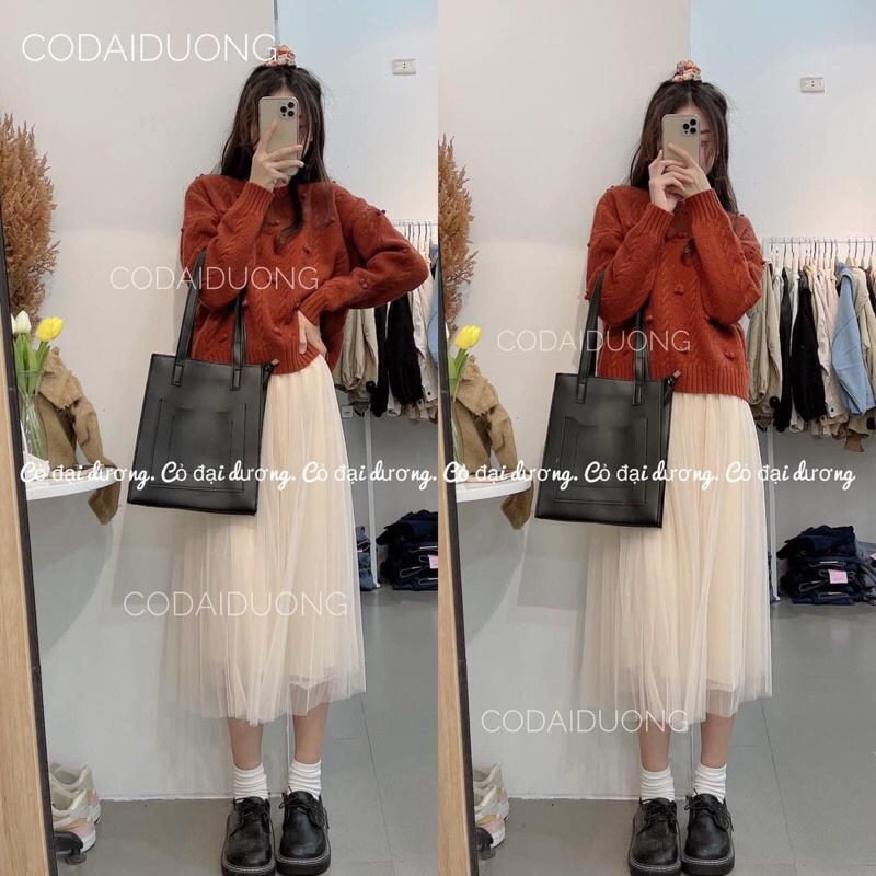 áo len hạt cherry - be,freesize dưới 65kg