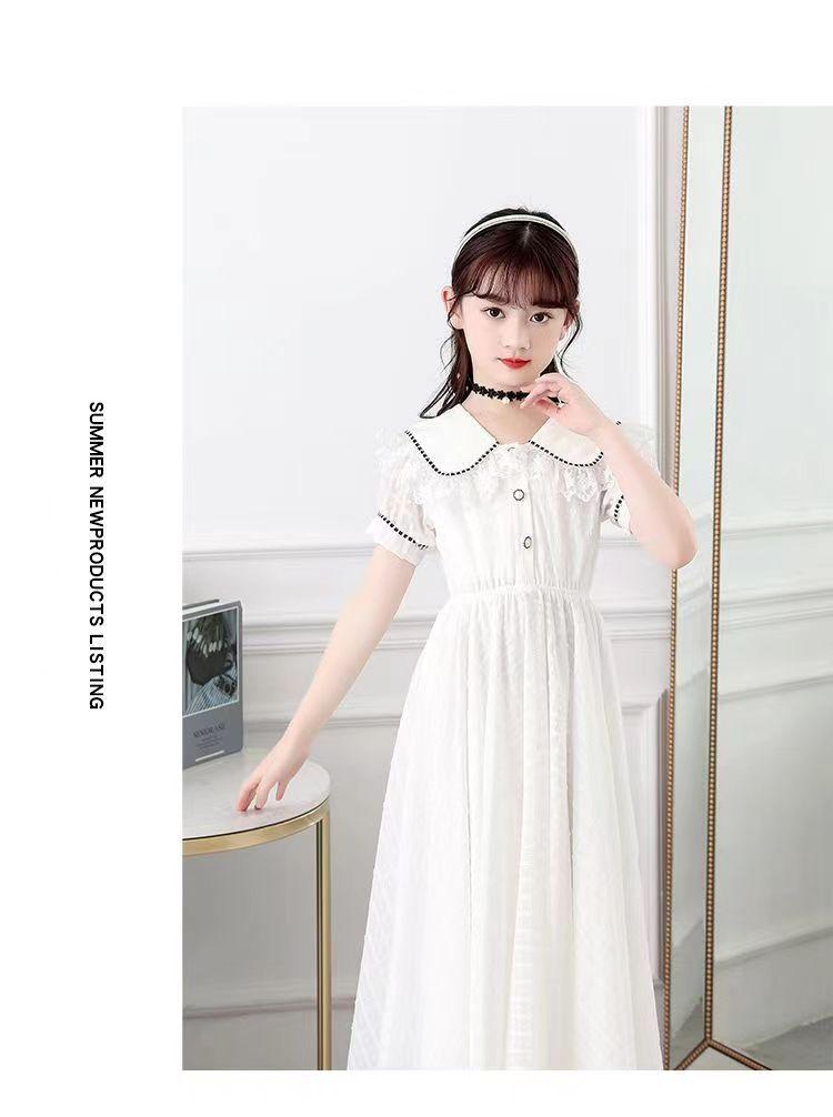SHUANGYAN Dees thỏ cô gái ăn 2023 mùa hè trung bé lớn váy công chúa phong cách phương Tây cô gái học sinh trung học chiffon đầm