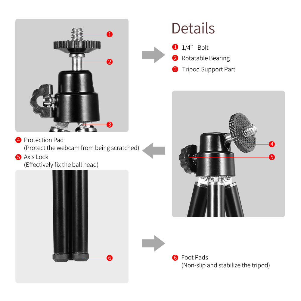 Portable Mini Webcam Tripod for Smartphone Lightweight Flexible Web Camera Desktop Support Stand Phone Holder Table
