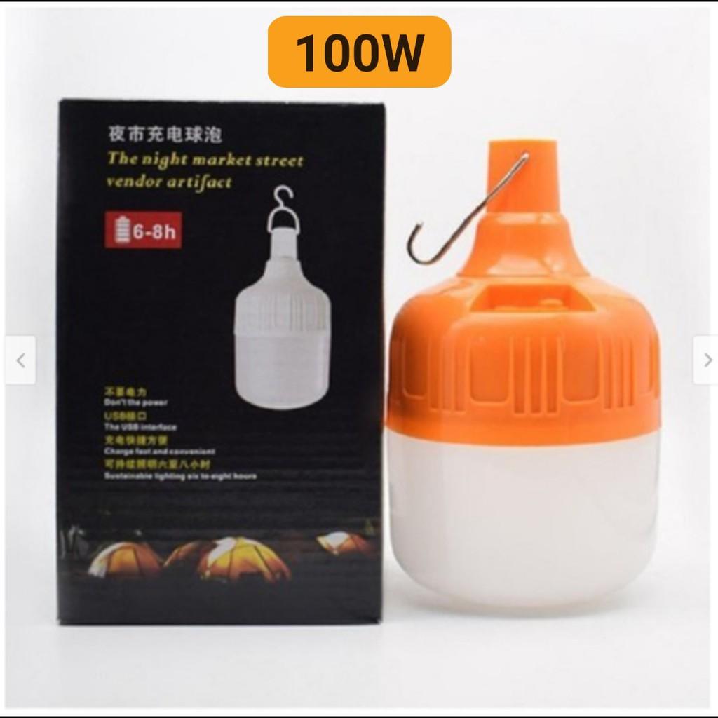 BÓNG LED TÍCH ĐIỆN 100W Chống Nước-3 chế độ sáng-có móc treo tiện dụng