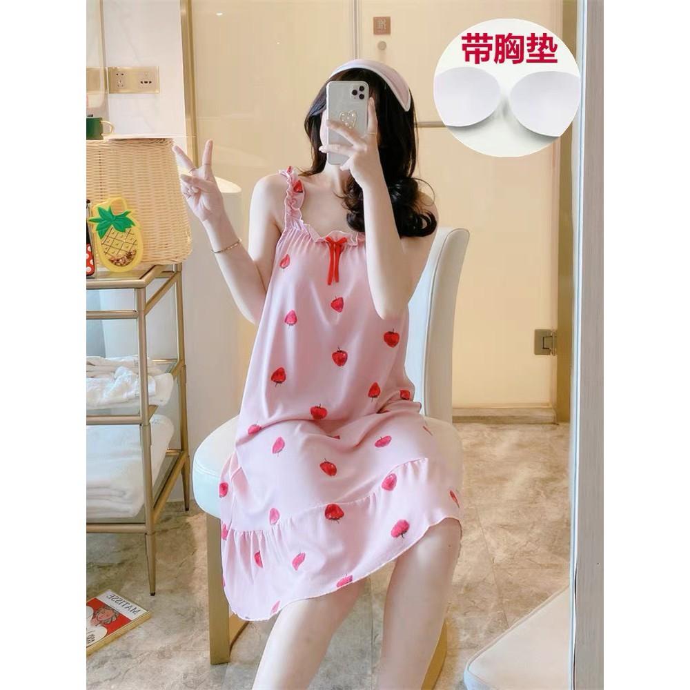 Váy ngủ hai dây đẹp thun cao cấp mềm mịn thoáng mát V2D88