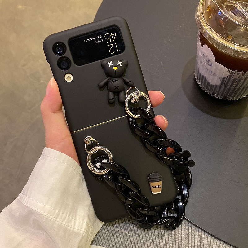 Ốp lưng cho samsung Zflip3 - Zflip4 - Z flip 3 - Z flip 4 - Z flip3 - Z flip4 đính charm kèm dây đeo
