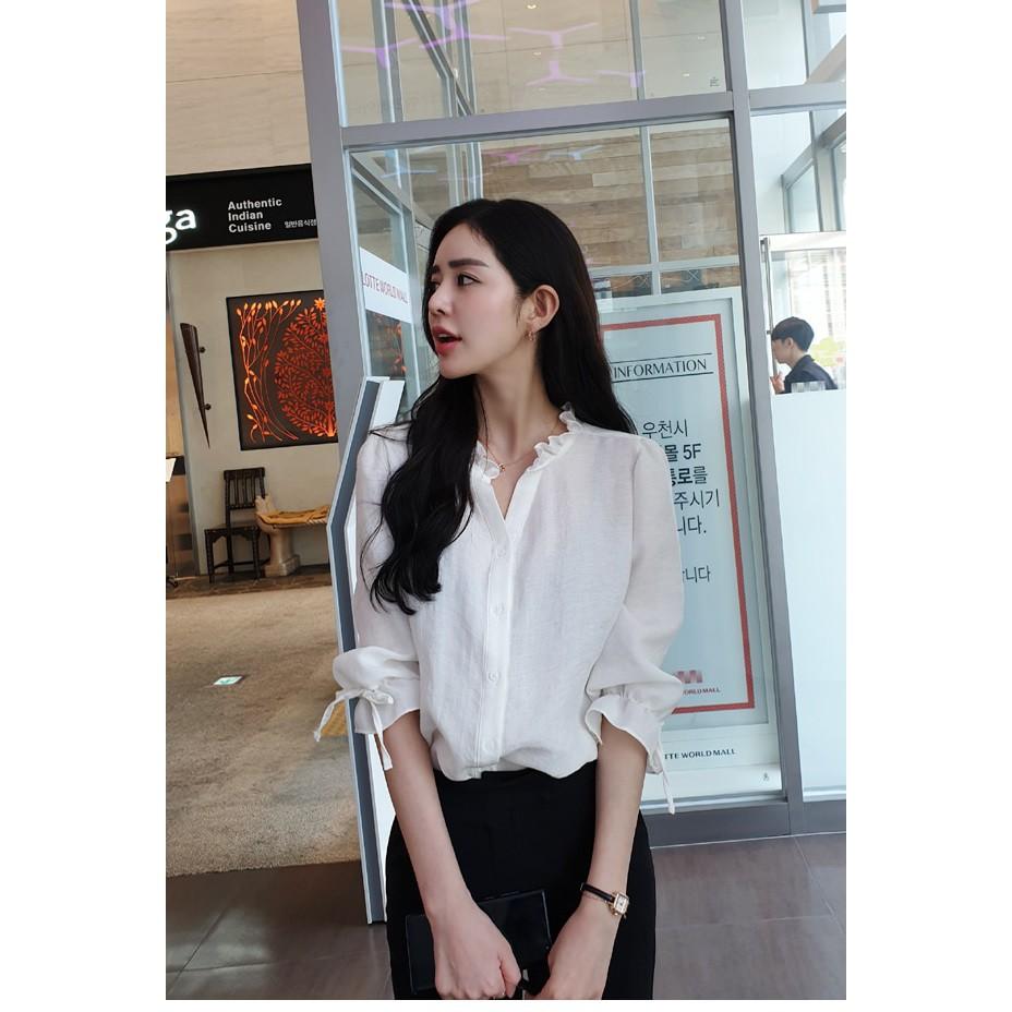 Q2070720 ÁO SƠ MI NHÚN BÈO CỔ