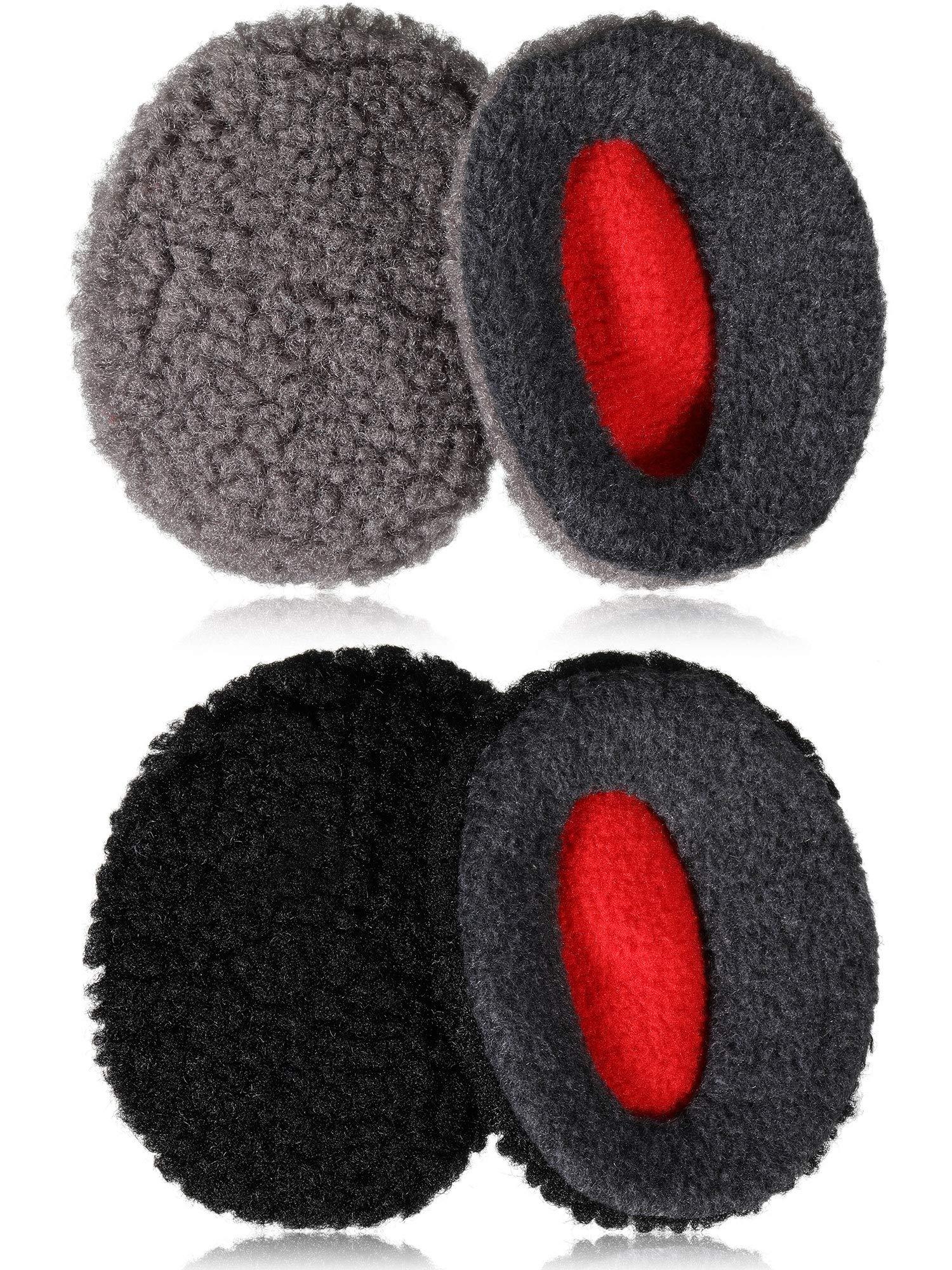 2 Cặp Bandless Tai Bịt Tai Bịt Tai Giữ Ấm Tai Lông Tơ Mùa Đông Bịt Tai Dành Cho Nữ Ngoài Trời, Xám Và Đen