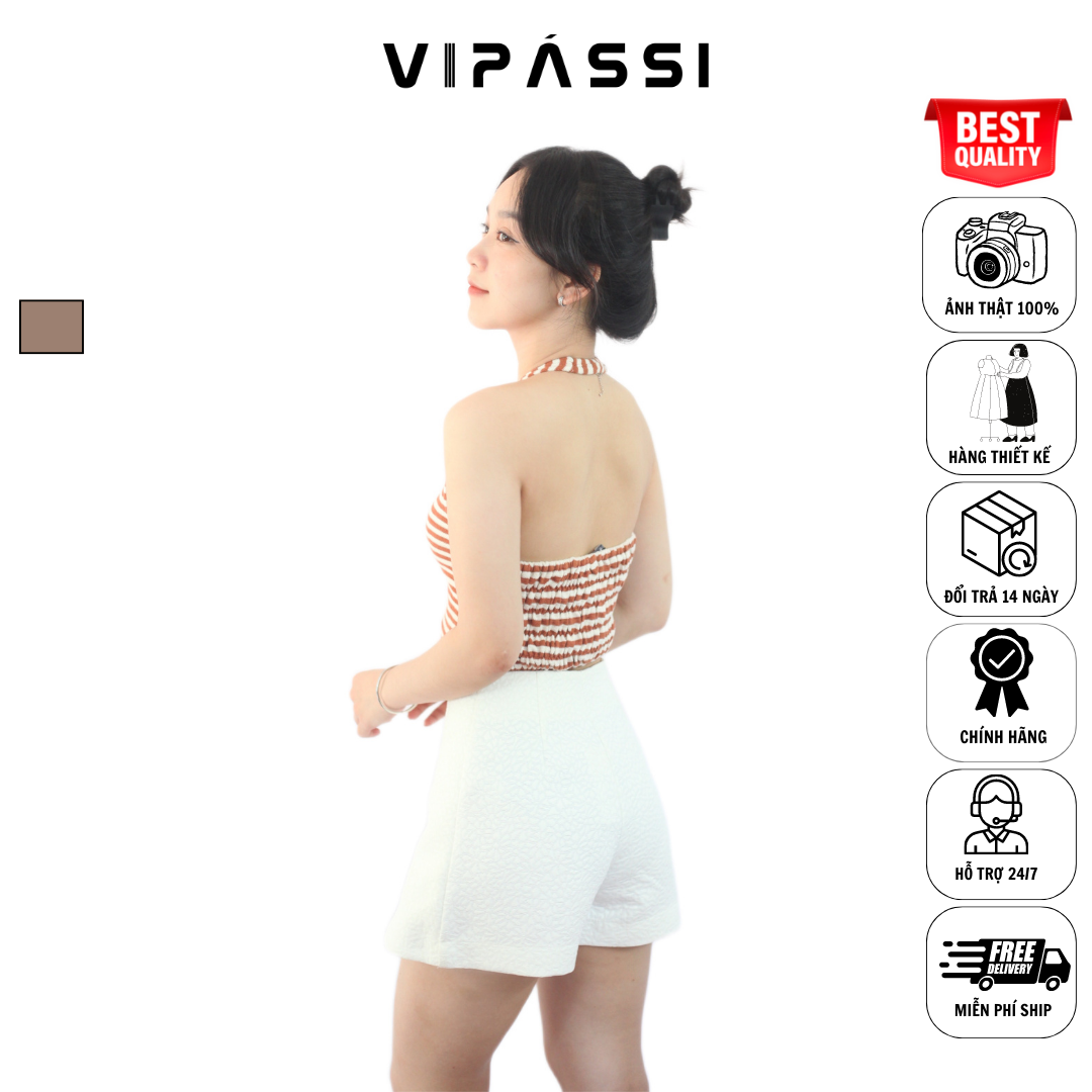 VIPÁSSI Áo Thun Croptop Dây Hở Lưng Ngang Eo