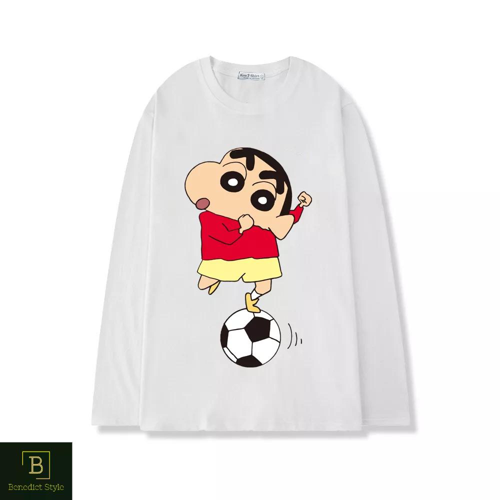 Áo thun tay dài form rộng unisex freesize bé Shin cậu bé bút chì đá banh BND37