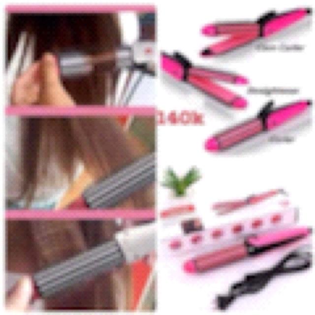 Lược điện đa năng uốn-bấm-duỗi tóc 3in1 Nova8890