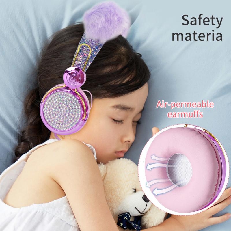 Hoạt Hình Mèo Có Dây Tai Nghe Bé Gái Con Gái Nhạc Stereo Tai Nghe Máy Tính Điện Thoại Tai Nghe Trẻ Em Tặng Kèm Mic