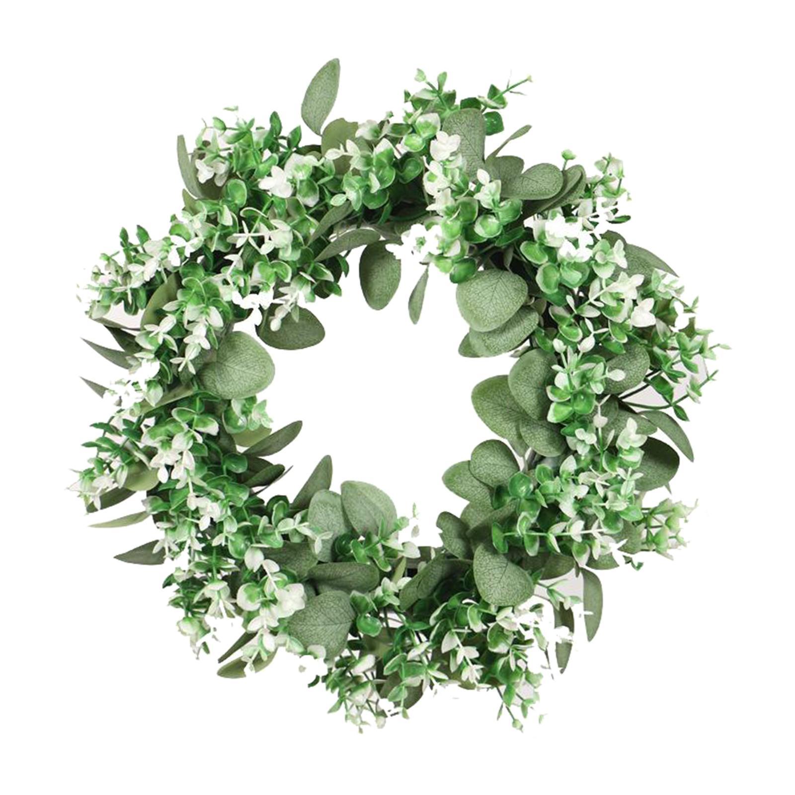 Green Artificial Eucalyptus Wreath Fake Leaves Door Hanging Garland Decor