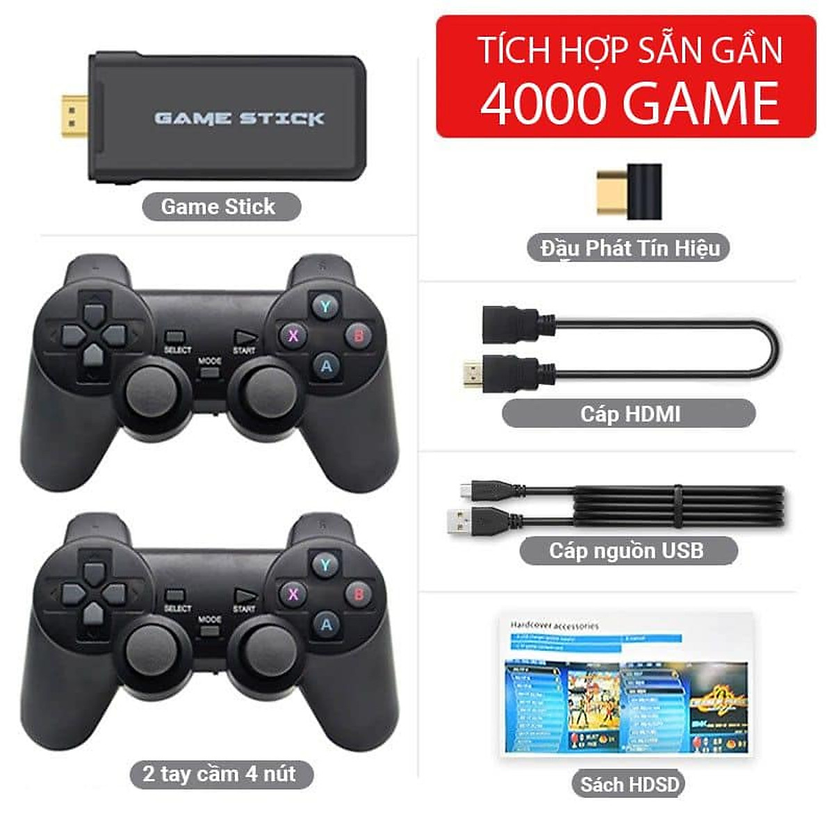 Máy Chơi Game 4 Nút HDMI 64gb - 10.000 Trò Chơi Cổ Điển 4 Nút