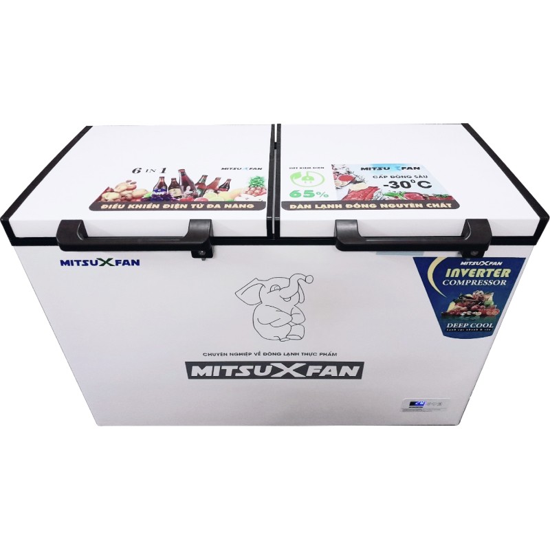 Tủ Đông+Mát MITSUXFAN MITSUXFAN MF2-588WWE2 Inverter 450 Lít, 02 Ngăn Cao Cấp, Tiêu Chuẩn Châu Âu - Hàng Chính Hãng
