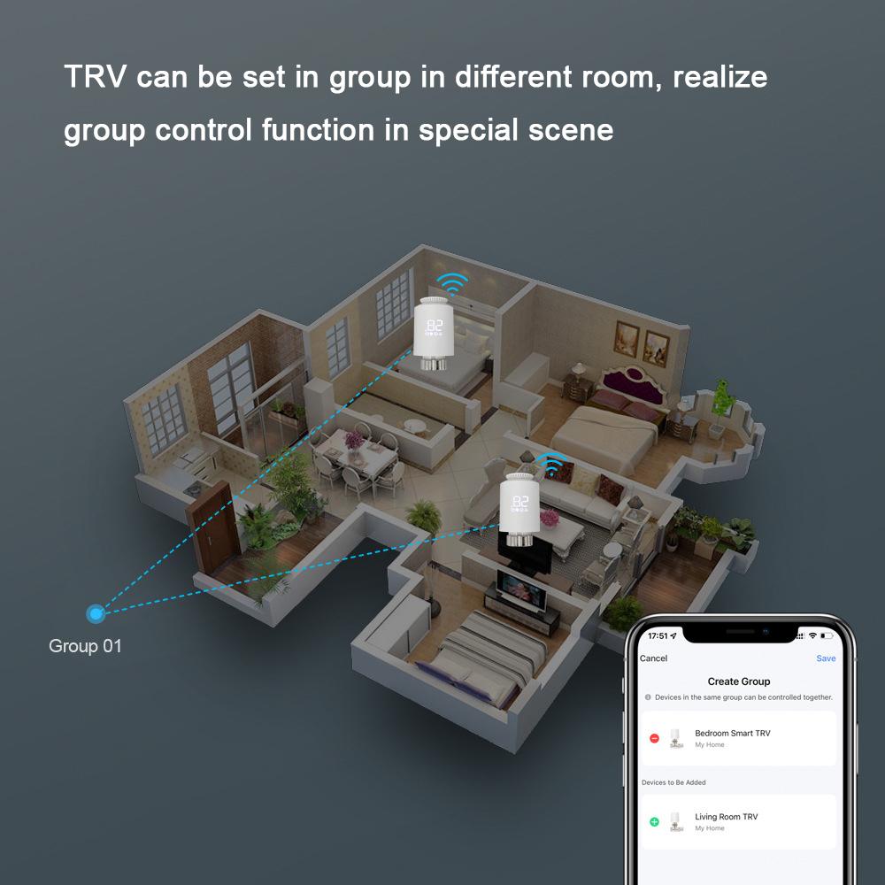 Tuya Zigbee Thermostatic Radiator Valves Intelligent Wireless Mobilephone App Control Home Heating Thermostat Temperature Controller Radiator Thermostat Compatible with Amazon Alexa Google Home