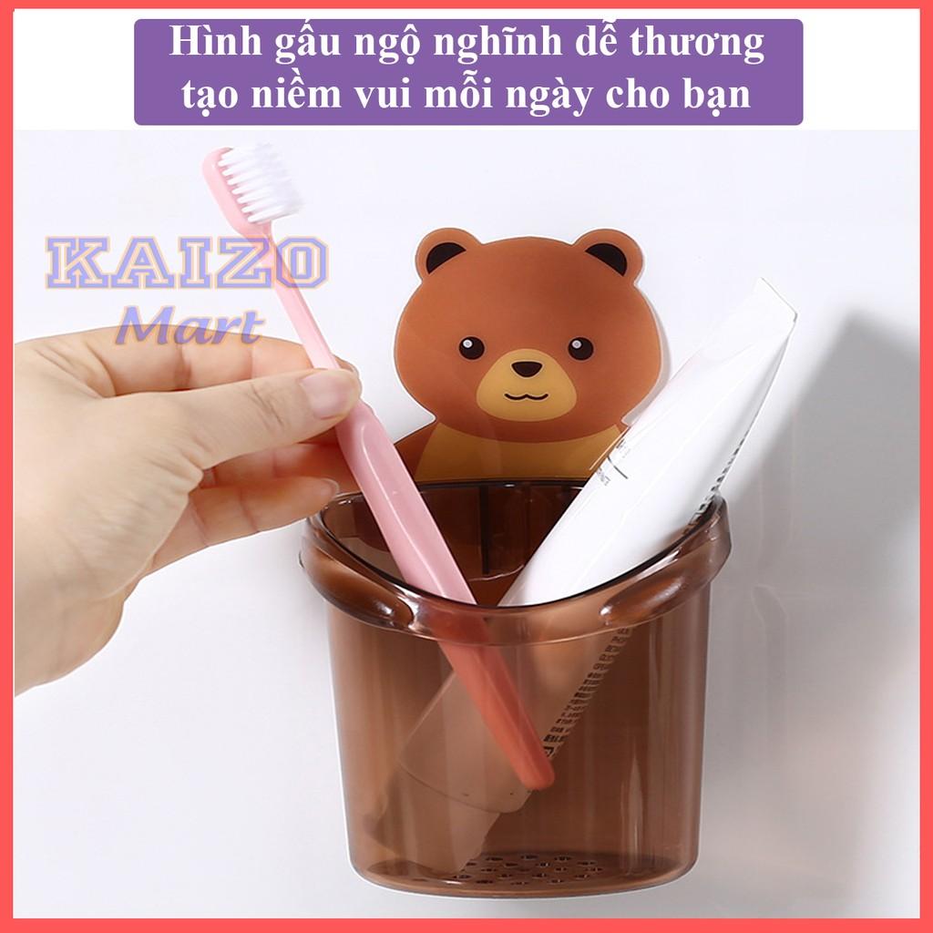 Cốc đựng bàn chải kem đánh răng gắn tường hình gấu nâu