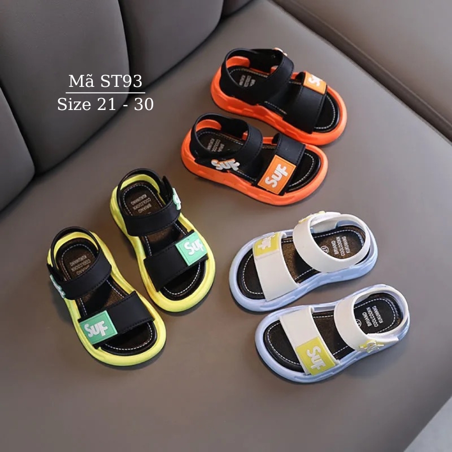Dép sandal trẻ em cho bé trai 2 - 6 tuổi quai hậu kiểu dán nhựa dẻo êm nhẹ mang mùa hè đi học đi chơi khỏe khoắn năng động ST93