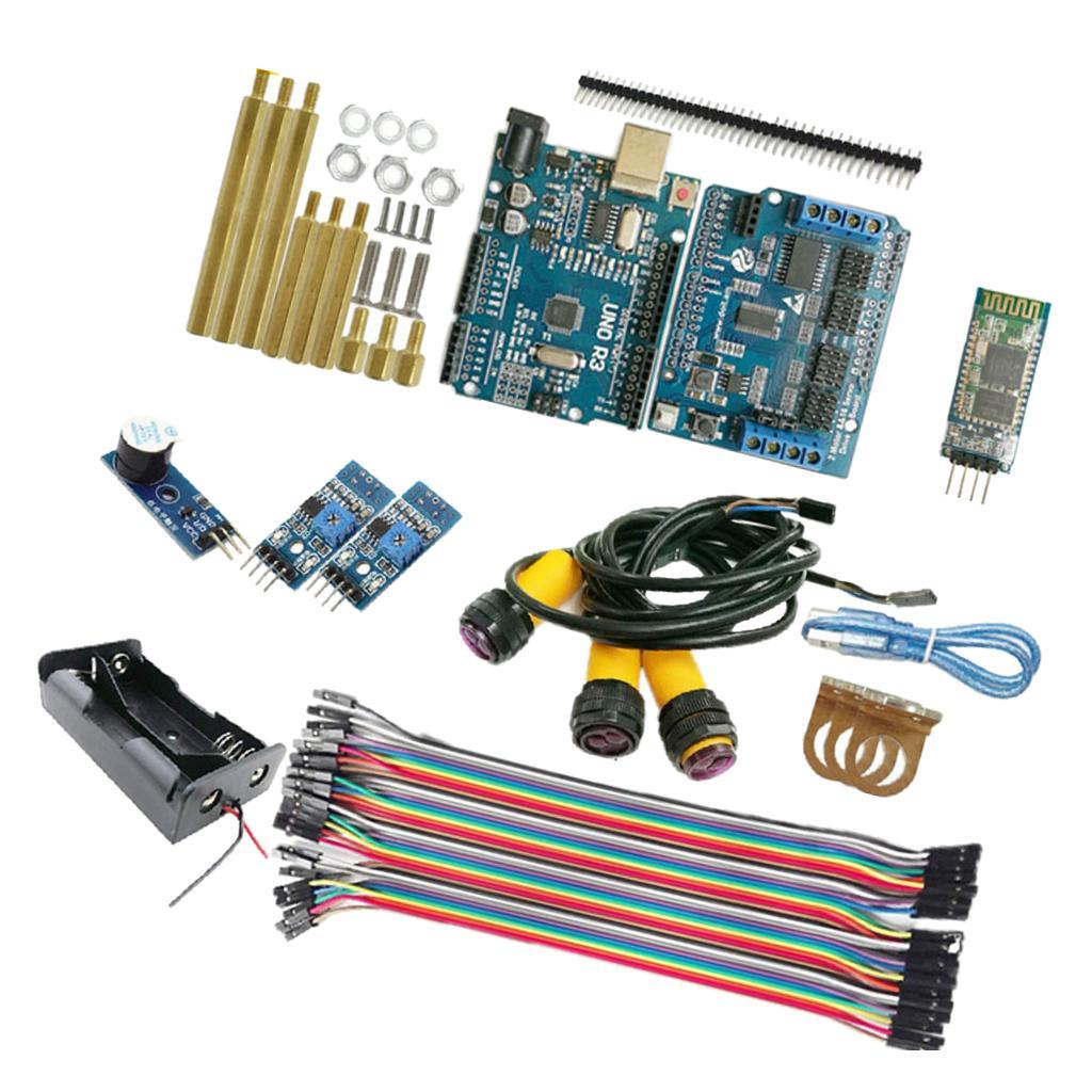 WiFi Control Kit UNO R3 Plate Motor Shield For Obstacle Avoidance Track Uno R3 Starter Kit with All Sensors & Plastic Box for Robotics & Electronics