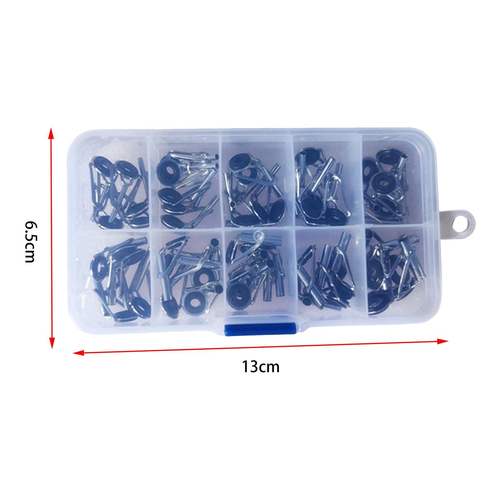 50 Pieces Fishing Rod Guides Set Guides Line Rings Mixed Size in A Box Portable Tip for Sea Casting Repair Accessories