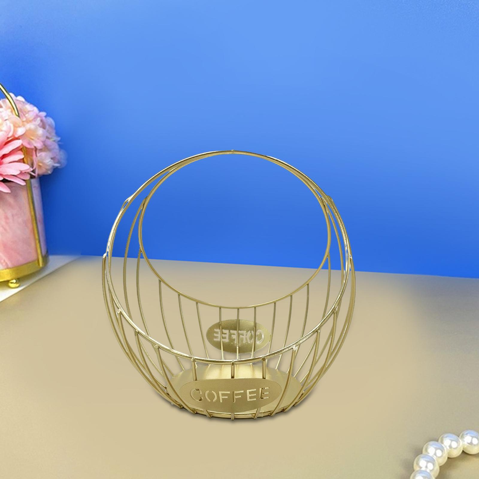 Coffee Pod Holder Organizer, cup holder Holder Storage Basket , Gold