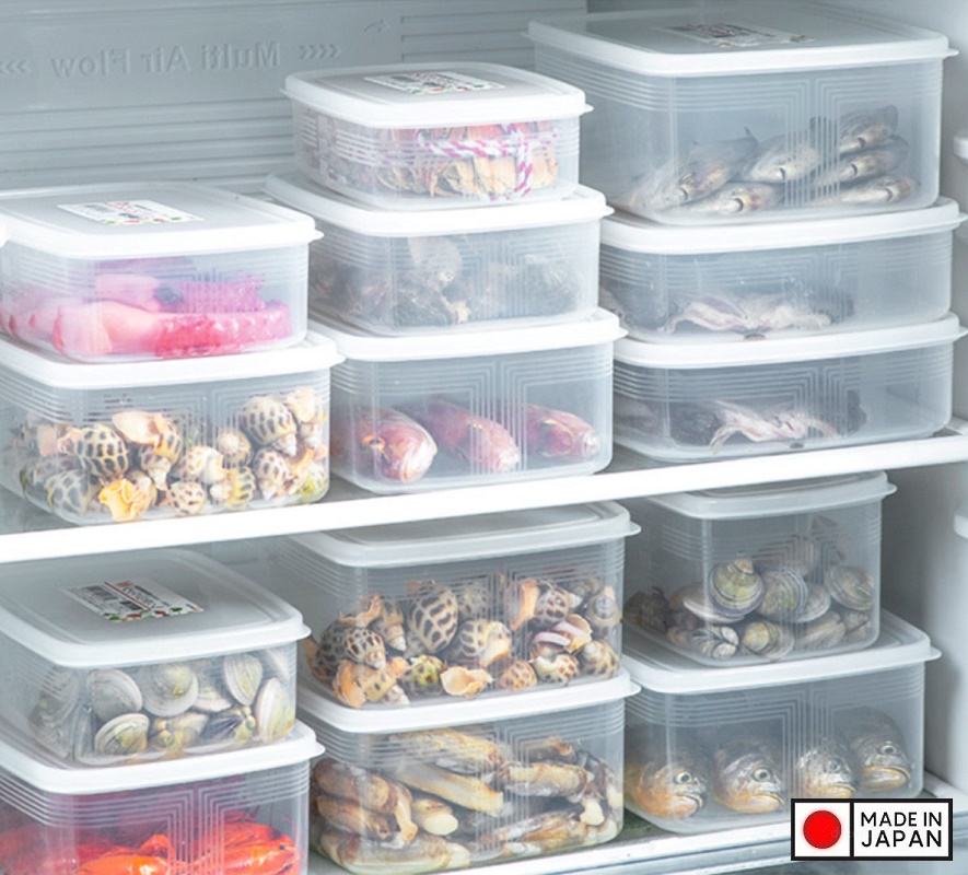 Hộp đựng/cất bảo quản thực phẩm + 01 Rổ nhựa 2 lớp cao cấp - Hàng nội địa Nhật Bản.
