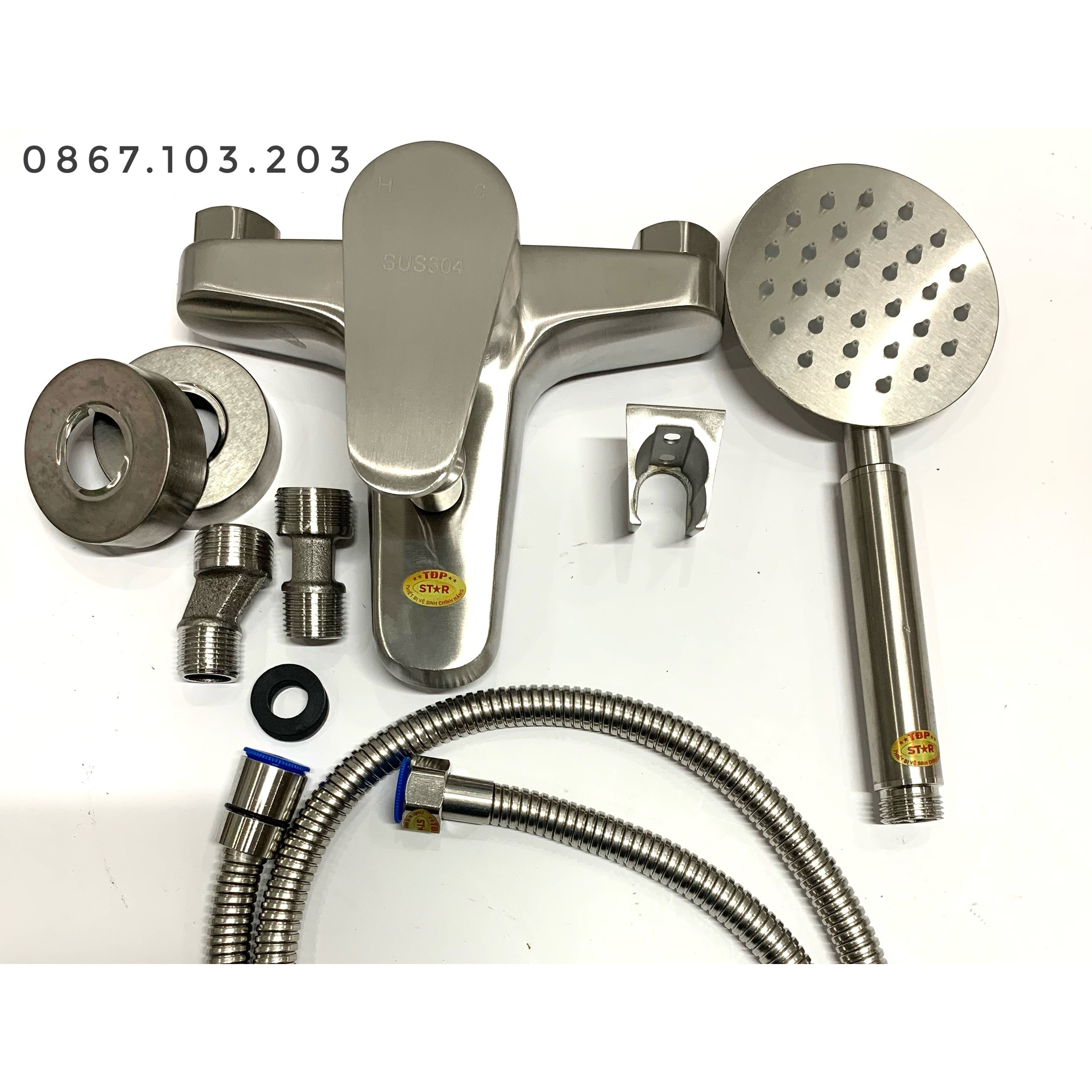 Bộ củ sen tắm nóng lạnh bồn tắm inox 304 gồm